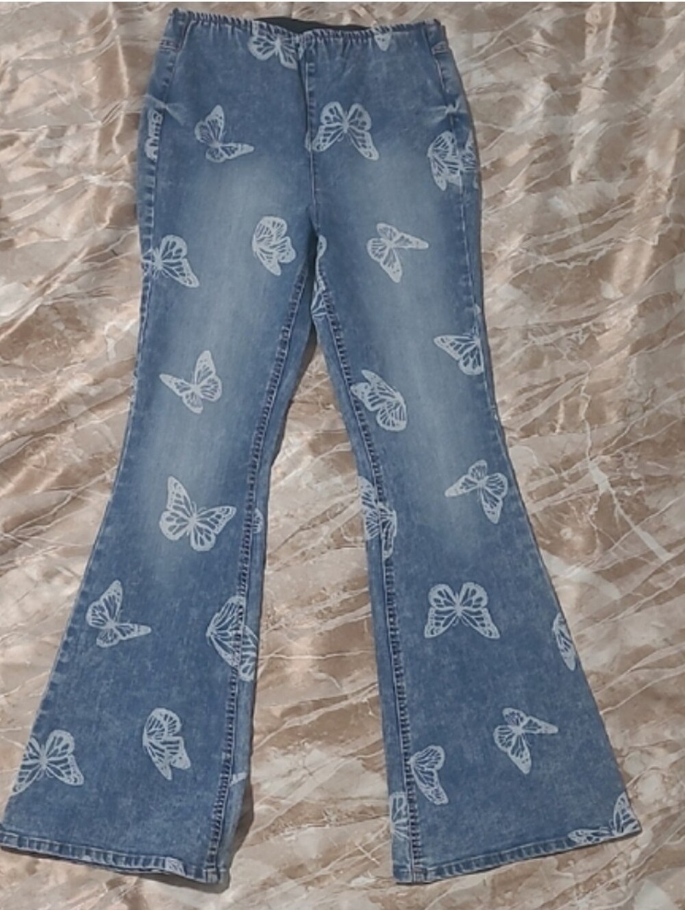 M 28-33 Butterfly Bell Bottom Stretch Jeans Nobo No Boundaries Flare 70s